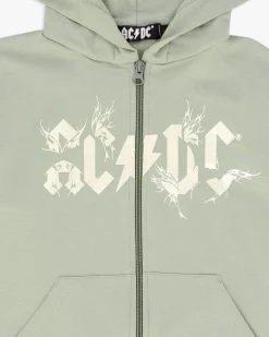 ACDC - FELPA VERDE FULL ZIP CON CAPPUCCIO PER RAGAZZA 10-14 ANNI
