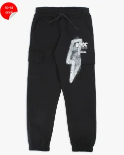 ACDC - PANTALONE TUTA CARGO NERI DA RAGAZZO 10-14 ANNI