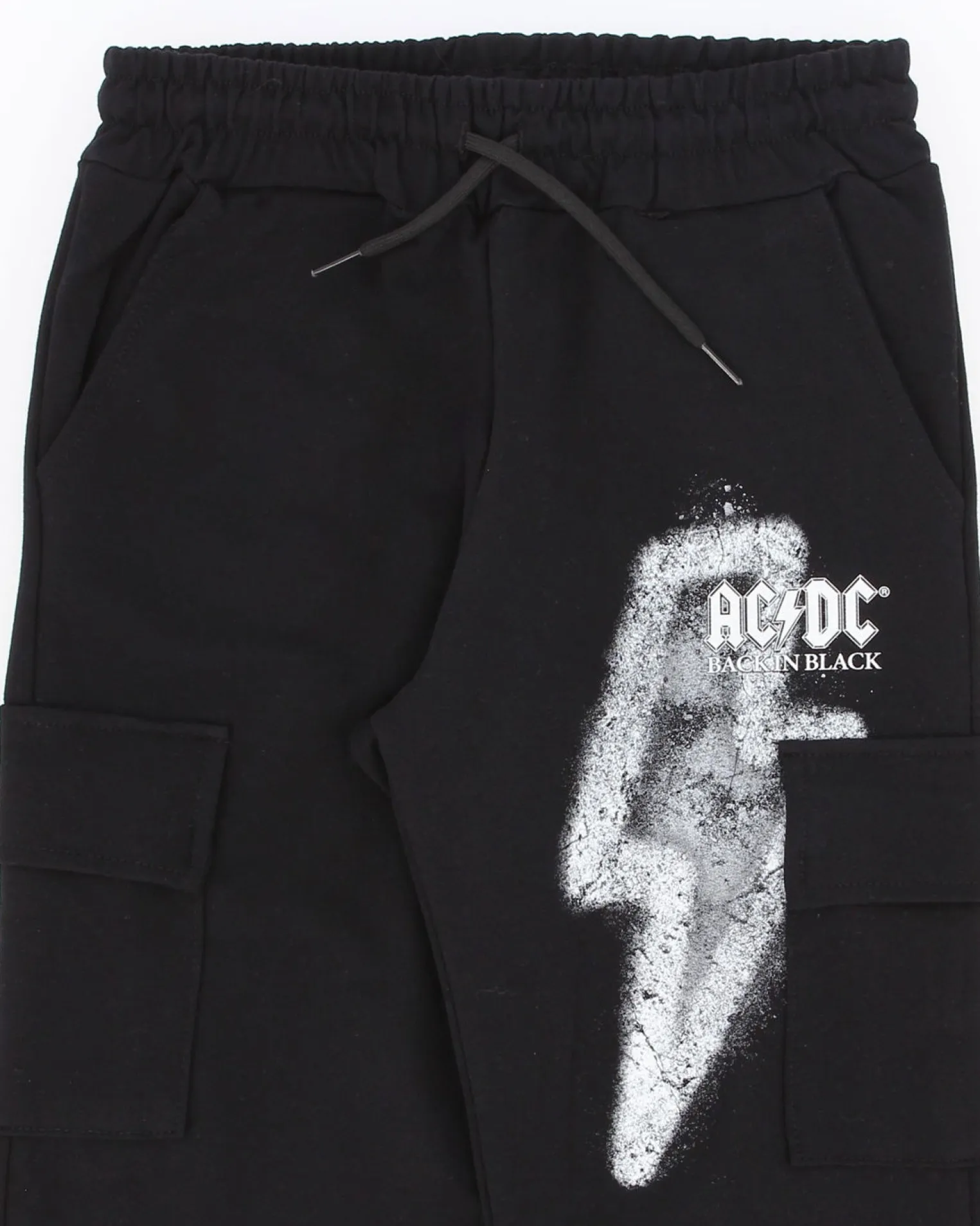 ACDC - PANTALONE TUTA CARGO NERI DA RAGAZZO 10-14 ANNI