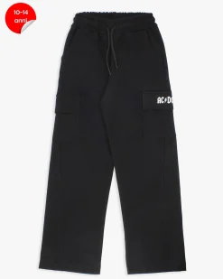 ACDC - PANTALONE TUTA NERO CON TASCONI WIDE LEG PER RAGAZZA