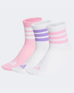 ADIDAS - CALZE LK RIB 3PP QUARTER BIANCA/LILLA E ROSA - JG3693