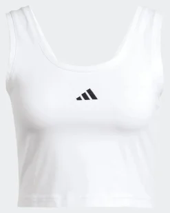 ADIDAS - CANOTTA CORTA ESSENTIALS SMALL LOGO BIANCA - JD0545
