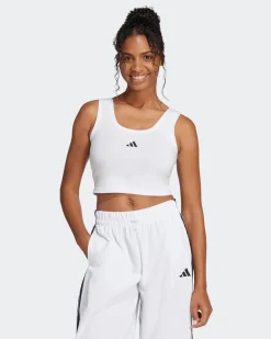 ADIDAS - CANOTTA  CORTA ESSENTIALS SMALL LOGO BIANCA - JD0545