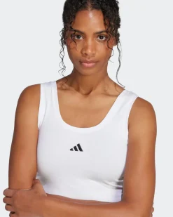 ADIDAS - CANOTTA  CORTA ESSENTIALS SMALL LOGO BIANCA - JD0545