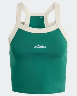 ADIDAS - CANOTTA SEASONAL ESSENTIALS COLORPOP CON GRAFICA RICAMATA VERDE CON DETTAGLI BIANCHI - JZ0195