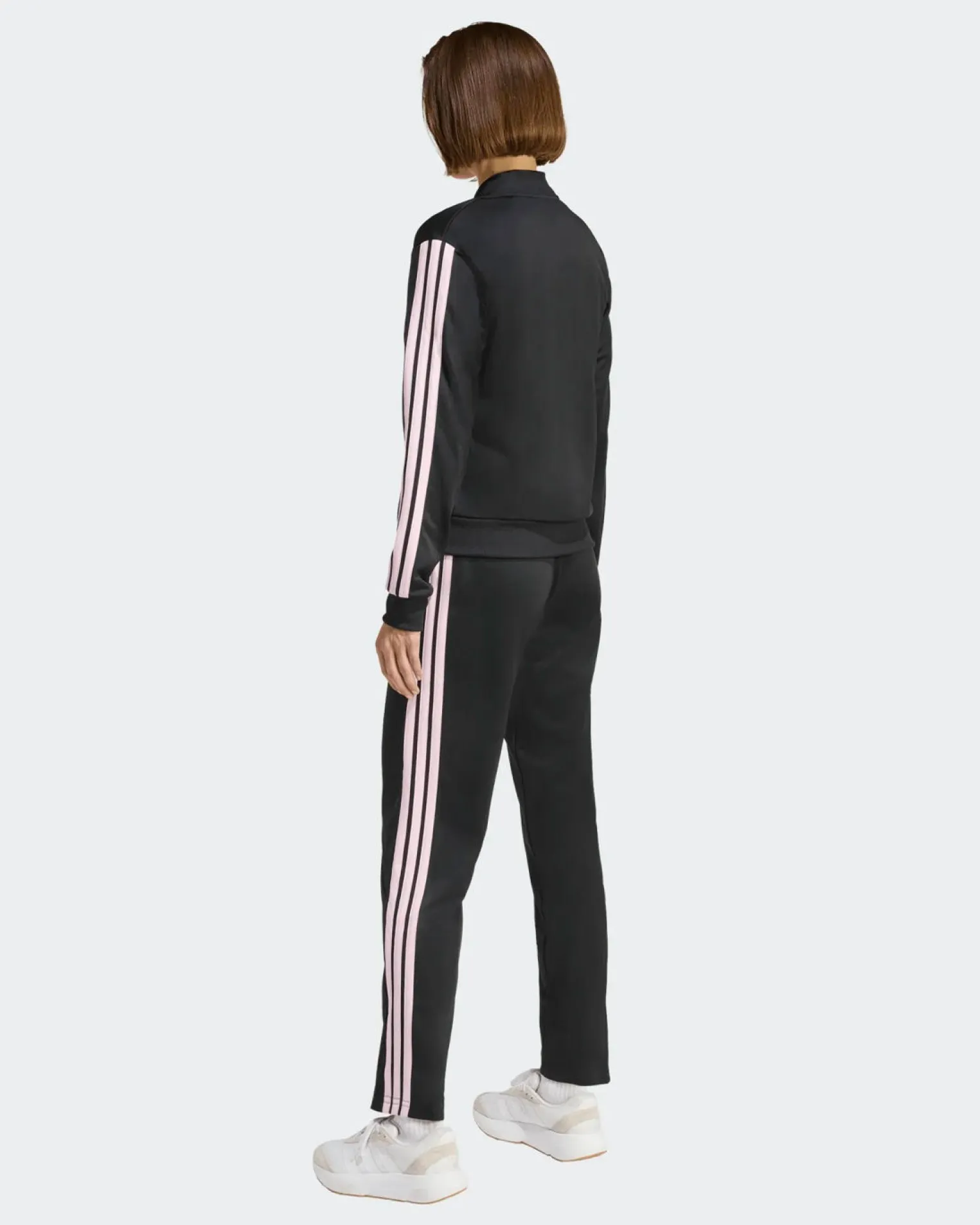 ADIDAS - COMPLETO TUTA NERO DA DONNA CON FELPA FULL ZIP 3 STRISCE - KQ7578