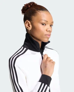 ADIDAS - FELPA BECKENBAUER FULL ZIP BIANCA CON DETTAGLI NERI DA DONNA, KV9565