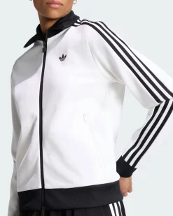 ADIDAS - FELPA BECKENBAUER FULL ZIP BIANCA CON DETTAGLI NERI DA DONNA, KV9565