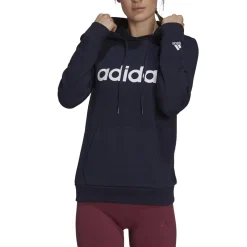 ADIDAS - Felpa blu da donna con cappuccio e logo bianco - H07797