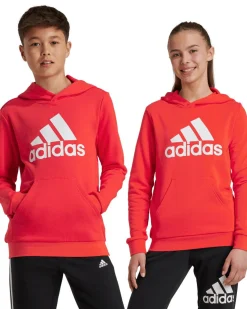 ADIDAS - FELPA CON CAPPUCCIO BL HOODIE JUNIOR ROSSA E BIANCA - IX9531