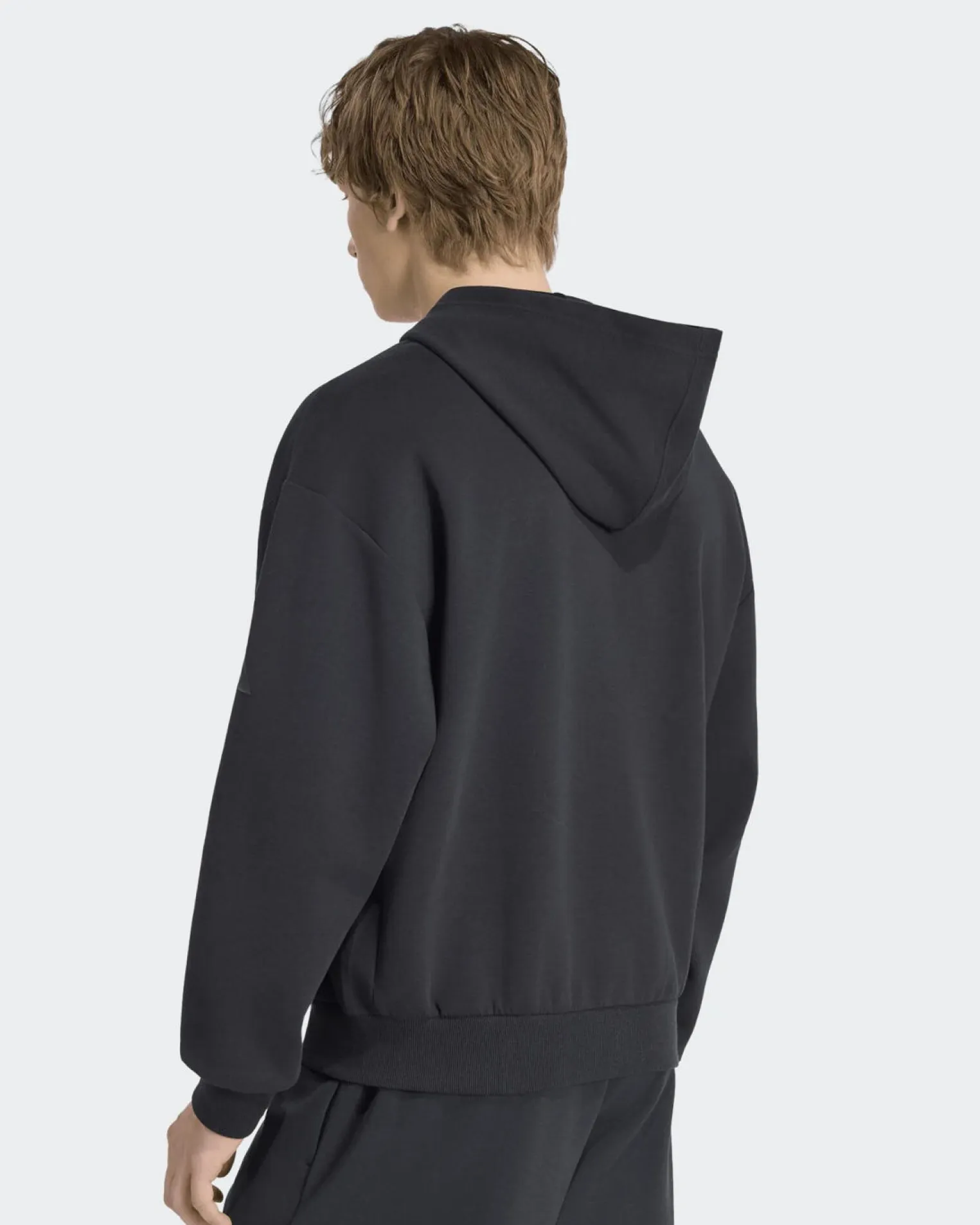 ADIDAS -FELPA CON CAPPUCCIO FULL ZIP SOFT LUX NERA DA UOMO, KU8006