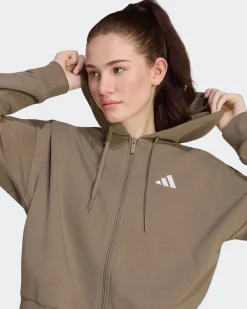 ADIDAS -FELPA CON CAPPUCCIO FULL ZIP 3S FT FZ HD MARRONE DA DONNA, KF8322