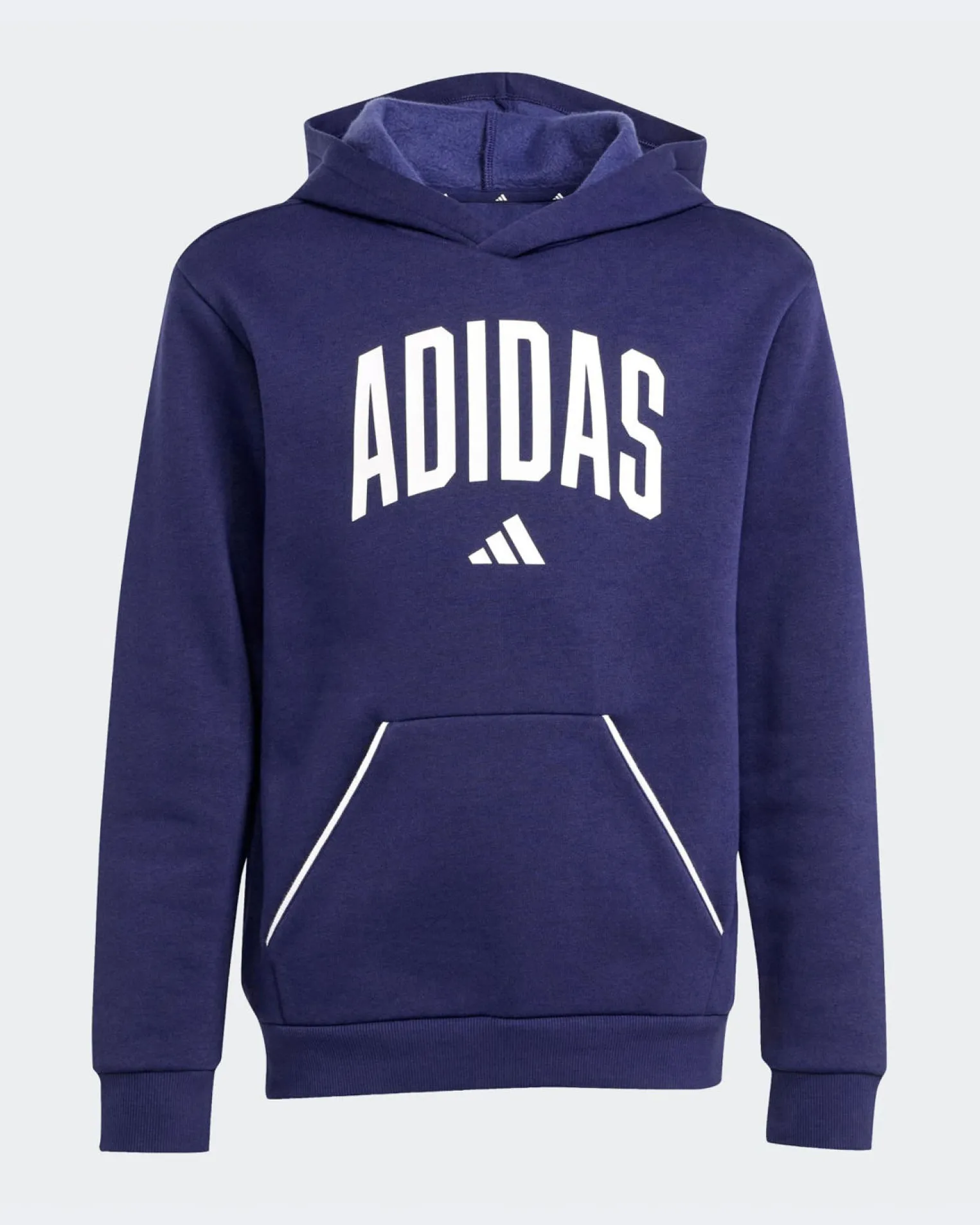 ADIDAS - FELPA CON CAPPUCCIO JUNIOR BLU E BIANCA COLLEGE OVERHEAD FLEECE HOODIE - JV7338