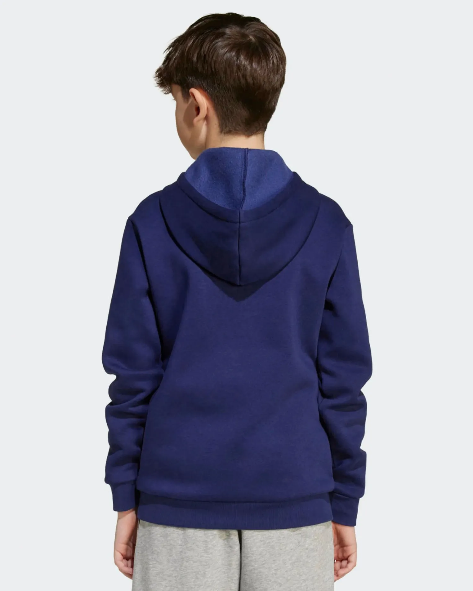ADIDAS - FELPA CON CAPPUCCIO JUNIOR BLU E BIANCA COLLEGE OVERHEAD FLEECE HOODIE - JV7338