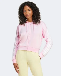 ADIDAS - FELPA CON CAPPUCCIO ROSA 3S FT FZ HD DA DONNA - IS6998