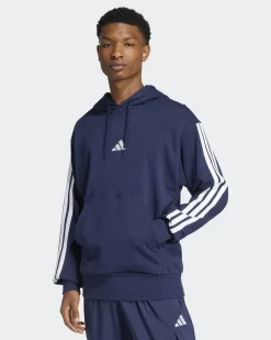 ADIDAS - FELPA CON CAPPUCCIO 3S FT HD BLU SCURO - JD1872