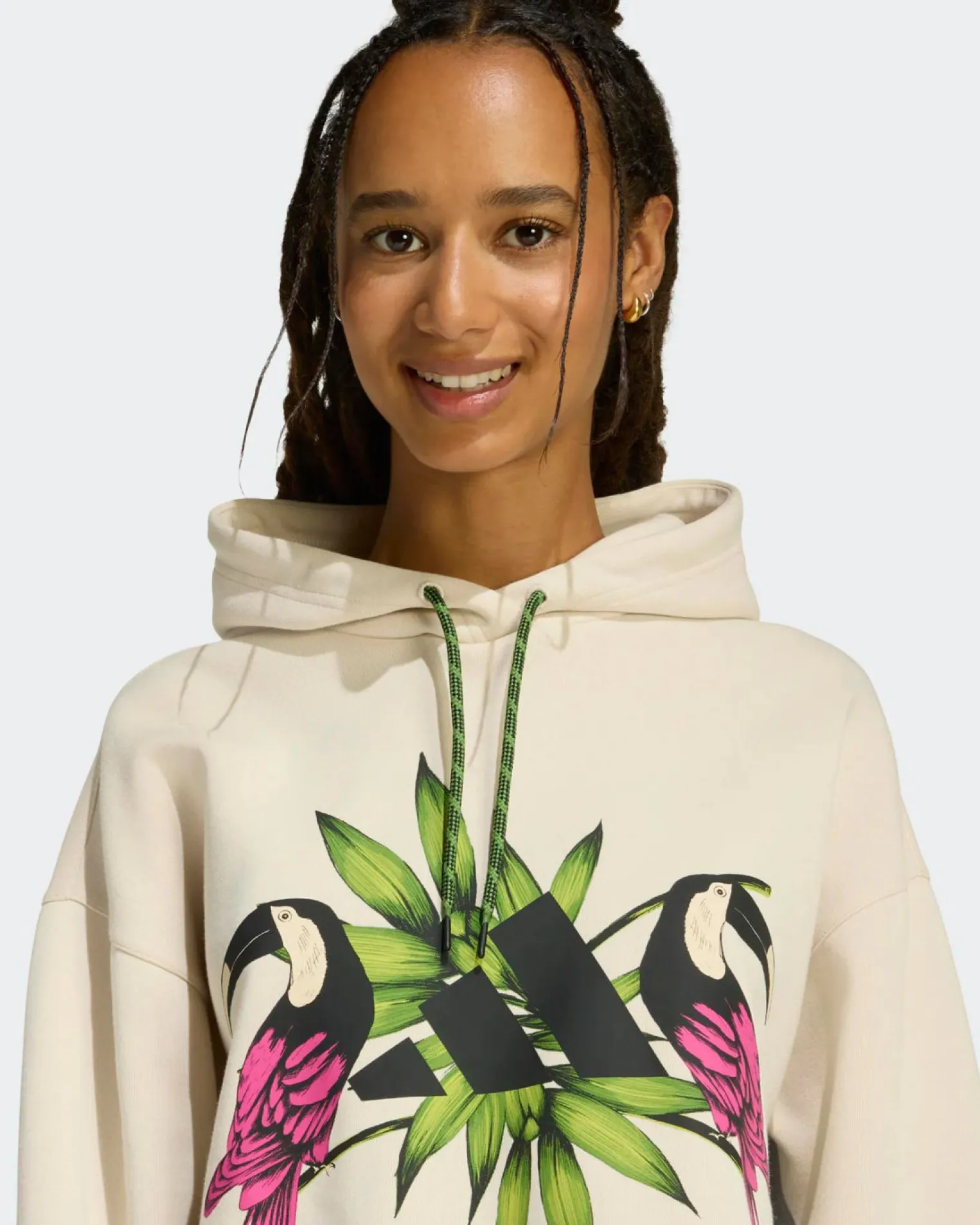 ADIDAS - FELPA FARM BEIGE CON CAPPUCCIO DA DONNA - KS8031