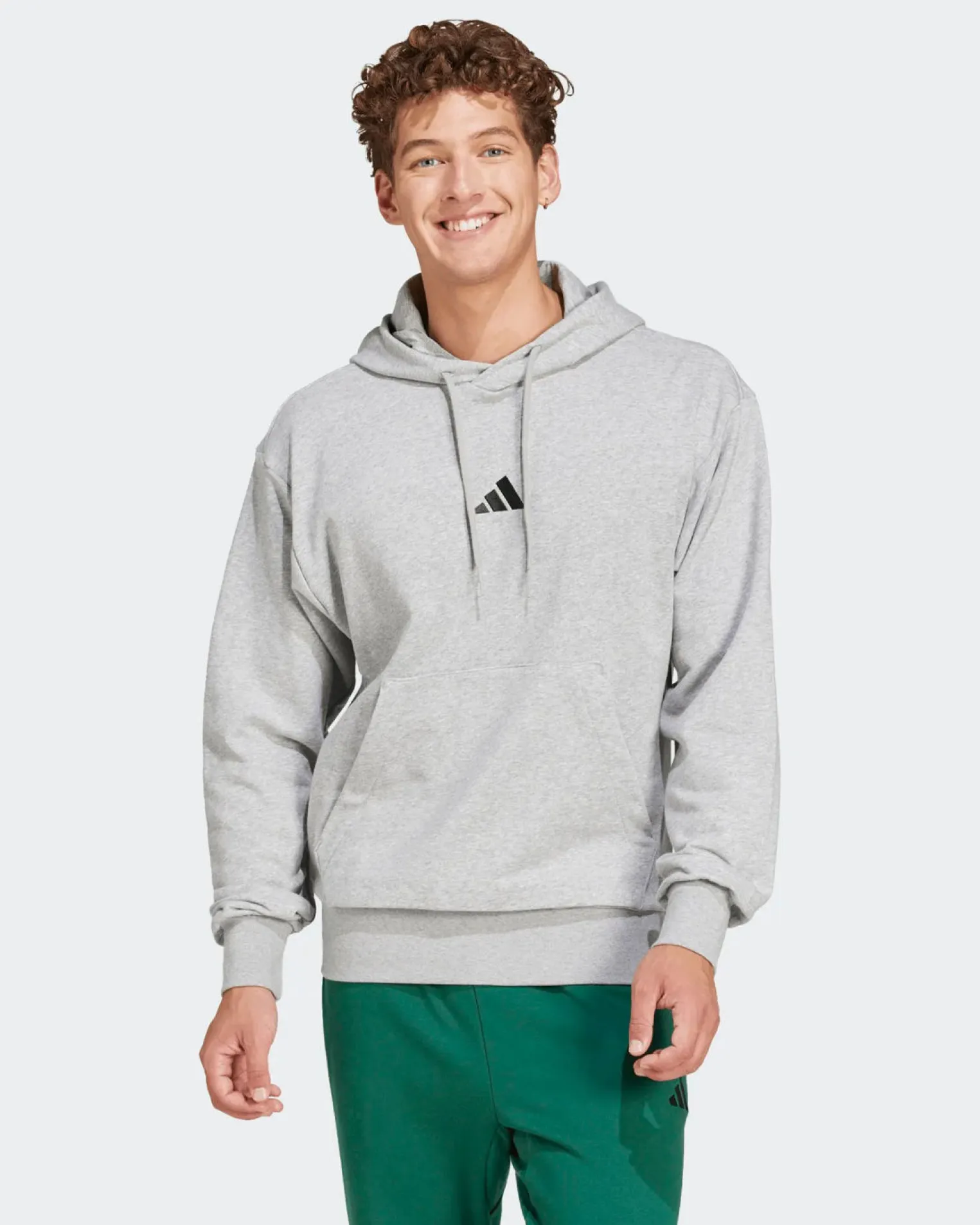 ADIDAS - FELPA FEELCOZY GRIGIA DA UOMO CON CAPPUCCIO - JE3851