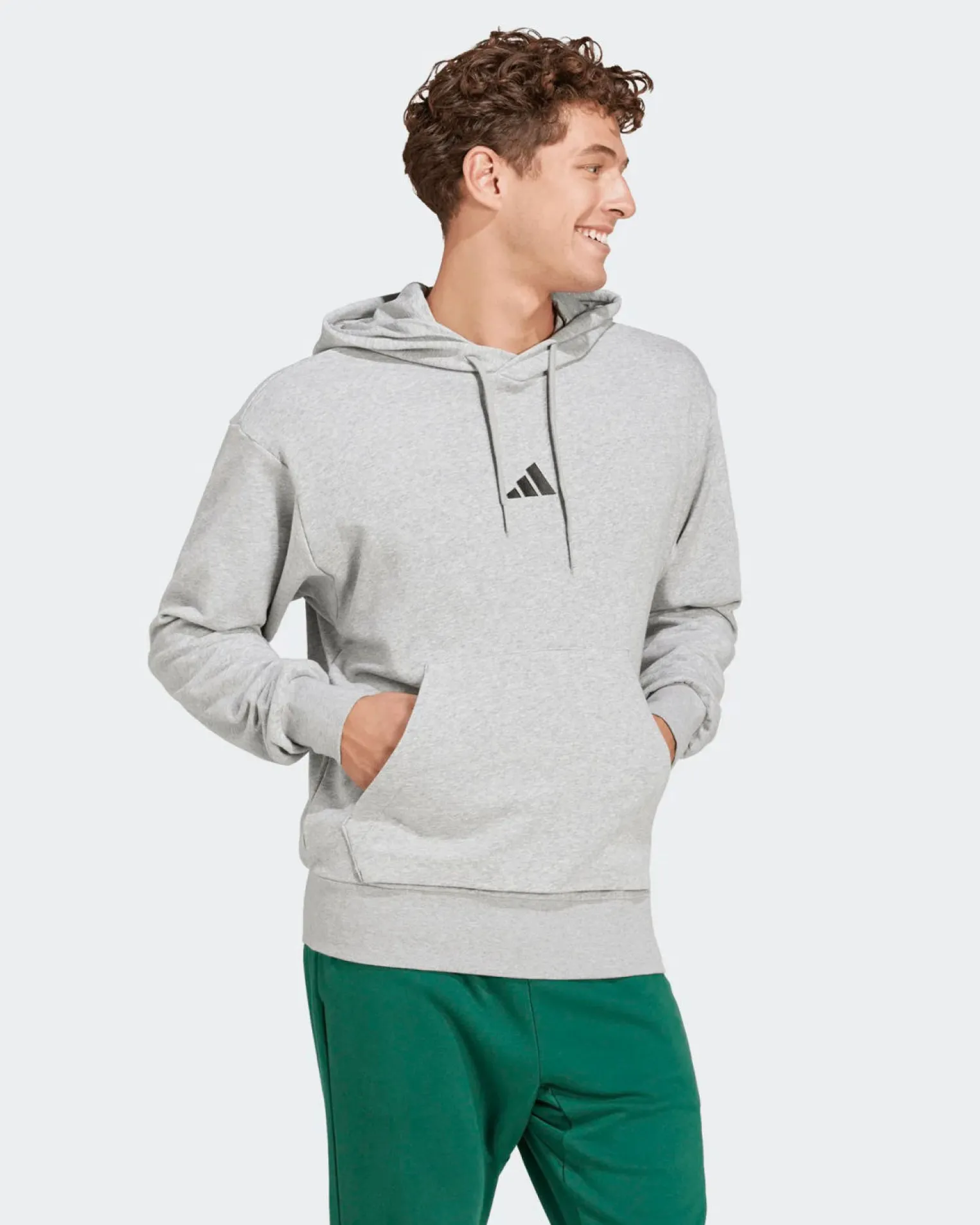 ADIDAS - FELPA FEELCOZY GRIGIA DA UOMO CON CAPPUCCIO - JE3851