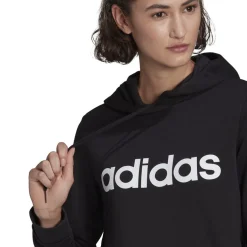 ADIDAS - Felpa nera da donna con cappuccio e logo bianco - GL0635