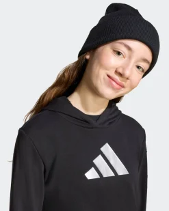 ADIDAS - FELPA NERA GRAPHIC HOODED PER RAGAZZI CON CAPPUCCIO - JV5267