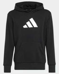 ADIDAS - FELPA NERA GRAPHIC HOODED PER RAGAZZI CON CAPPUCCIO - JV5267