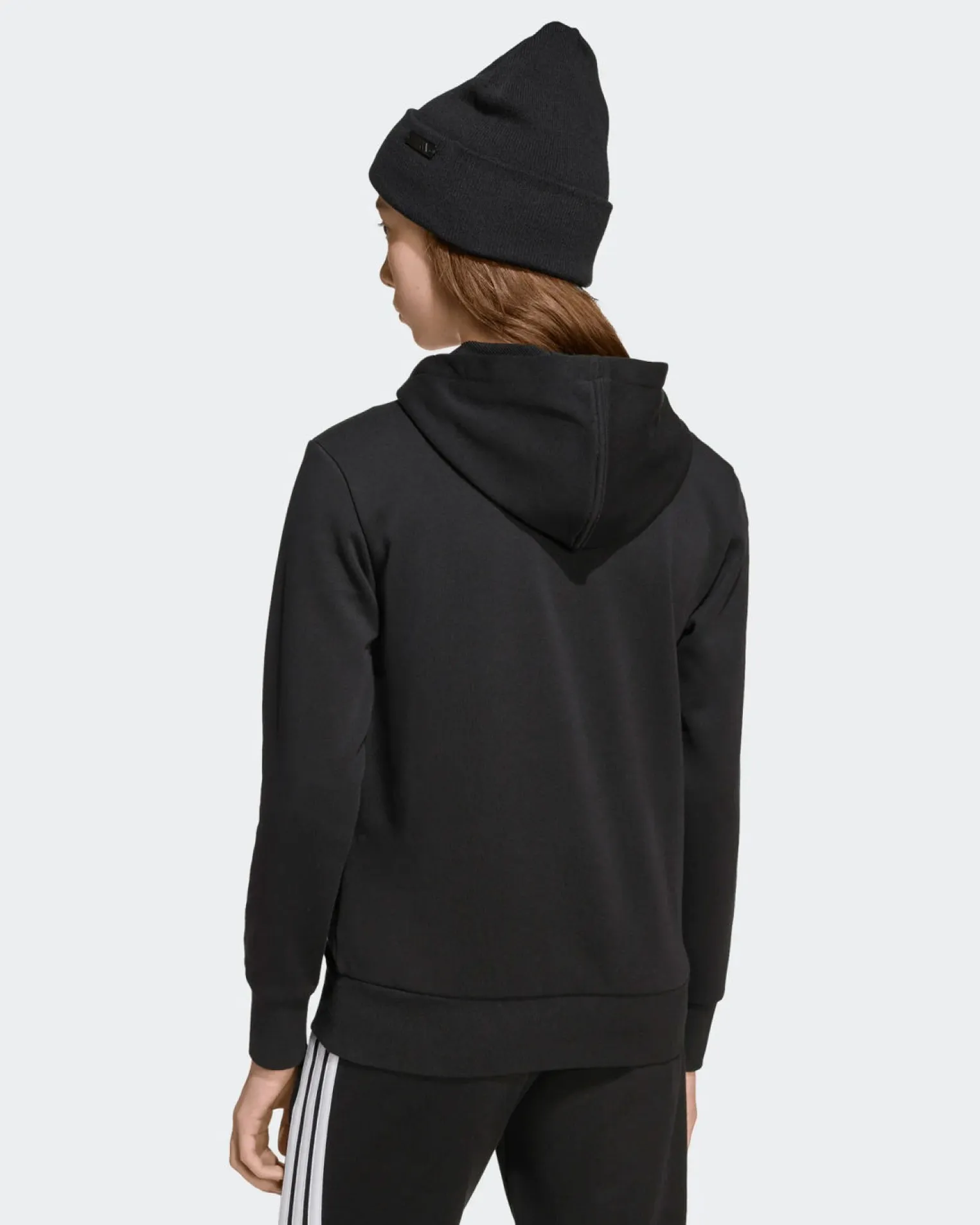 ADIDAS - FELPA NERA GRAPHIC HOODED PER RAGAZZI CON CAPPUCCIO - JV5267