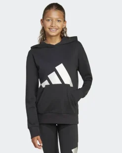 ADIDAS - FELPA NERO E ARGENTO CON CAPPUCCIO GLAM HD JUNIOR - JC7505