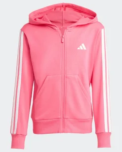 ADIDAS - FELPA ROSA HOODED TRACK TOP PER RAGAZZI CON ZIP E CAPPUCCIO - KC8736
