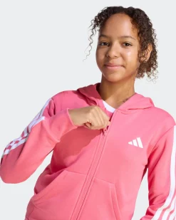 ADIDAS - FELPA ROSA HOODED TRACK TOP PER RAGAZZI CON ZIP E CAPPUCCIO - KC8736