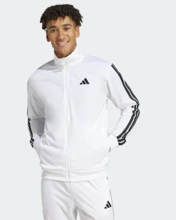 ADIDAS - FELPA UOMO FULL ZIP3S DAYREADY TRACKTOP BIANCA CON BANDE NERE - JN6491