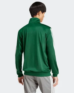 ADIDAS - FELPA UOMO FULL ZIP 3S DAYREADY TRACKTOP VERDE CON BANDE BIANCHE - JI8821