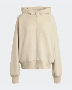 ADIDAS - GIACCA DA ALLENAMENTO CON CAPPUCCIO FULL ZIP SOFT LUX HOODIE BEIGE DA DONNA,  KF8339