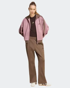 ADIDAS - GIACCA DA ALLENAMENTO FULL ZIP ST FD TRACK TOP ROSA CON DETTAGLI MARRONI DA DONNA, KV0601
