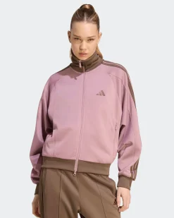 ADIDAS -  GIACCA DA ALLENAMENTO FULL ZIP  ST FD TRACK TOP ROSA CON DETTAGLI MARRONI DA DONNA,  KV0601