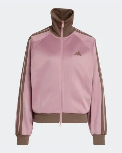 ADIDAS - GIACCA DA ALLENAMENTO FULL ZIP ST FD TRACK TOP ROSA CON DETTAGLI MARRONI DA DONNA, KV0601