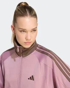 ADIDAS - GIACCA DA ALLENAMENTO FULL ZIP ST FD TRACK TOP ROSA CON DETTAGLI MARRONI DA DONNA, KV0601