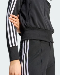 ADIDAS - GIACCA SPORTIVA FB CLASSIC  FULL ZIP NERA CON DETTAGLI BIANCHI DA DONNA, KV9552