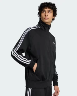 ADIDAS - GIACCA SPORTIVA FIREBIRD FULL ZIP NERA CON DETTAGLI BIANCHI DA UOMO, KD8312