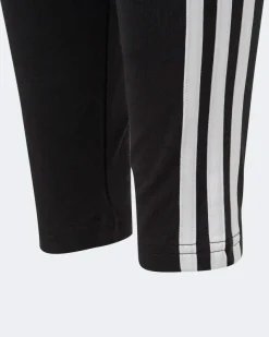 ADIDAS - LEGGINGS JUNIOR (7-15 ANNI) 3S TIG NERI CON DETTAGLI BIANCHI - IC3623
