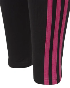 ADIDAS - LEGGINGS JUNIOR (7-15 ANNI) 3S TIG NERI CON DETTAGLI FUXIA - IC3627