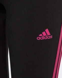 ADIDAS - LEGGINGS  JUNIOR (7-15 ANNI) 3S TIG  NERI CON DETTAGLI FUXIA - IC3627