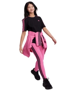 ADIDAS - LEGGINGS JUNIOR (7-15 ANNI) 3S TIG FUXIA CON DETTAGLI NERI - IZ3427