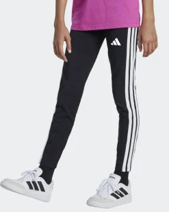 ADIDAS - LEGGINGS  JUNIOR ( 9-15 ANNI) TRE STRISCE NERI CON DETTAGLI BIANCHI - JD6473