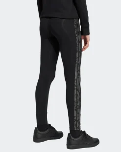 ADIDAS - LEGGINGS JUNIOR NERI CON 3 STRISCE ANIMALIER - KC5451