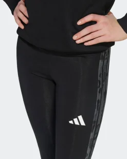 ADIDAS - LEGGINGS JUNIOR NERI  CON 3 STRISCE ANIMALIER - KC5451