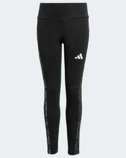 ADIDAS - LEGGINGS JUNIOR NERI  CON 3 STRISCE ANIMALIER - KC5451