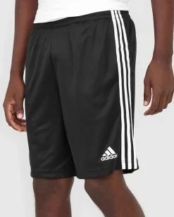 ADIDAS - PANTALONCINO UOMO NERO CON BANDE BIANCHE AEROREADY THREE STRIPES MESH - GL3412