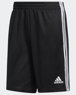 ADIDAS - PANTALONCINO UOMO NERO CON BANDE BIANCHE AEROREADY THREE STRIPES MESH - GL3412