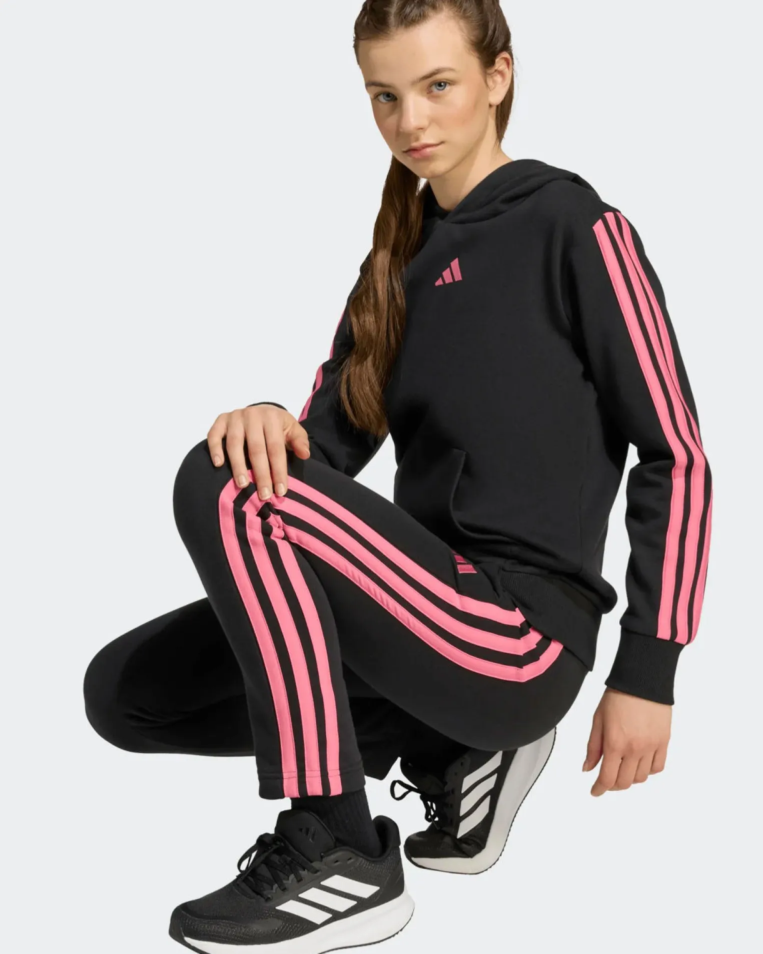ADIDAS - PANTALONE NERO 3 STRISCE ESSENTIALS DA RAGAZZA PER ALLENAMENTO - JY5002